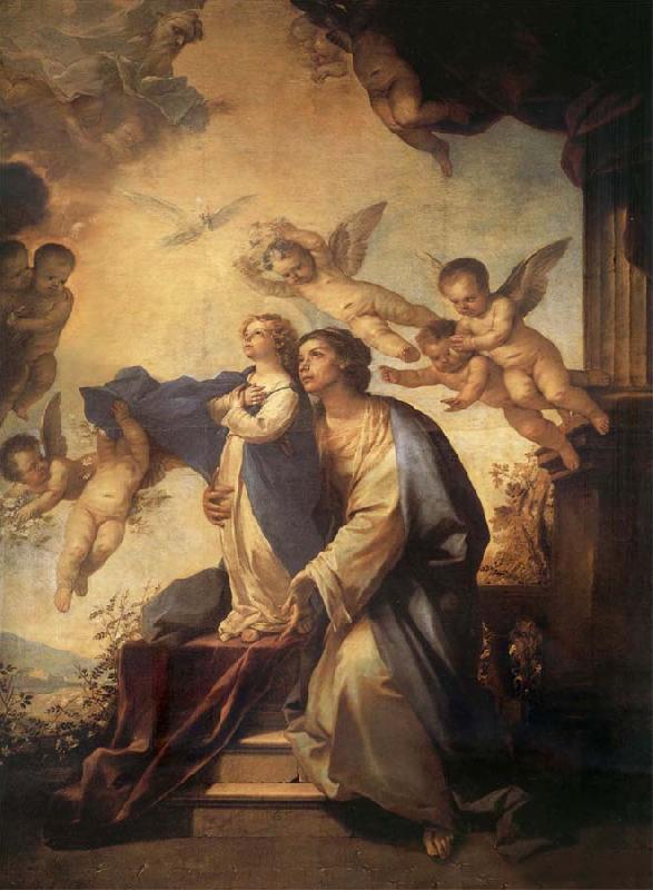 Luca Giordano Holy Ana and the nina Maria Second mitade of the 17th century Germany oil painting art